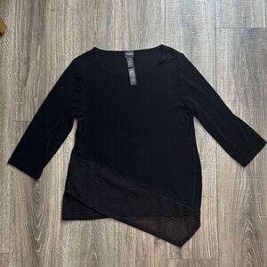 Chico's Black Asymmetrical 3/4 Sleeve Blouse